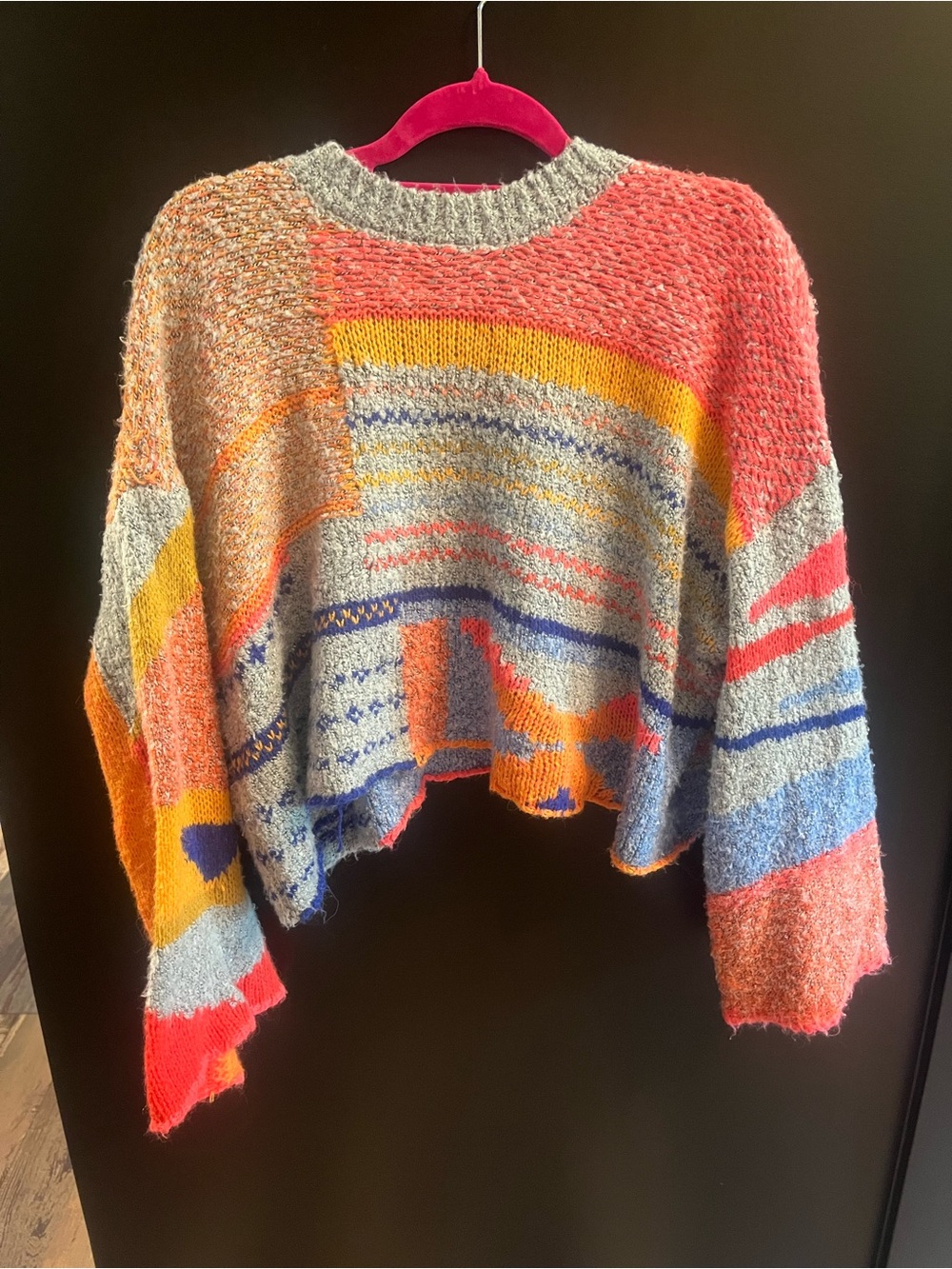 Multicolor Cropped Knit Sweater - Women's